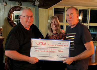 George and Dragon fundraiser cheque for £100