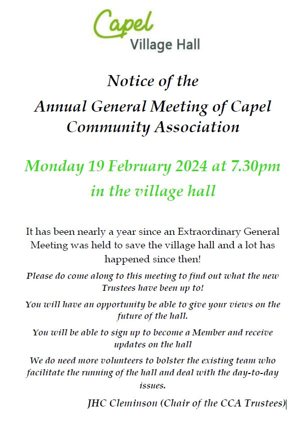 Annual General Meeting of Capel Community Association